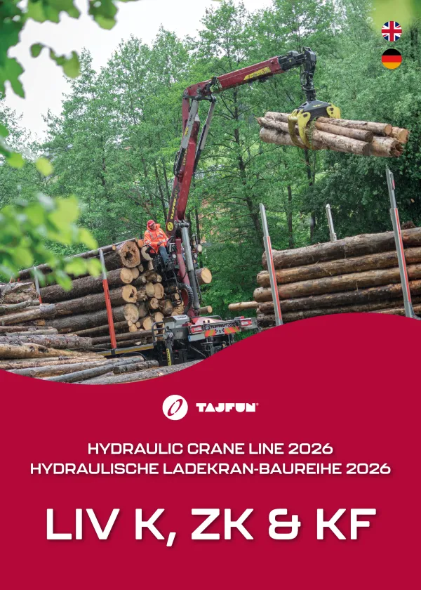 Cover of Tajfun LIV cranes catalogue EN, DE